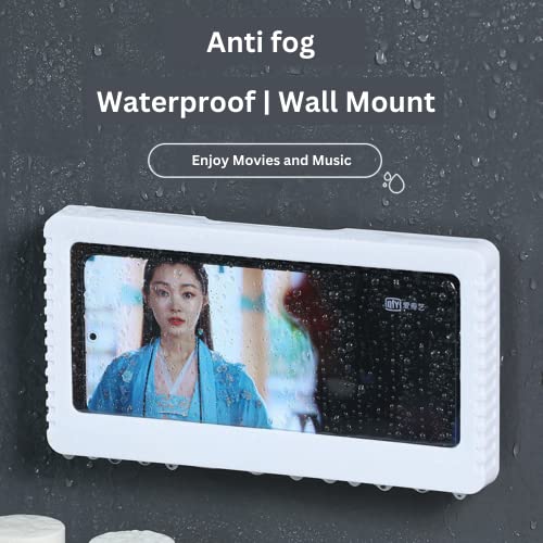 Image of Shower Phone Holder | Waterproof Bathroom Mobile Phone Holder | Anti-Fog Case for Shower | Wall Mountable | 6.8 Inch Support Touch Screen Parent (White)