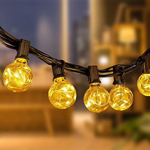 Newpow Flickers Led Outdoor String Lights 36Ft With 32 Globe Bulbs Shatterproof Waterproof For Backyard Gazebo Porch Camper Indoor/Outdoor Decoration And Lighting Warm 2700K 4.5V Voltage #TOP5