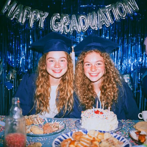 Image of PartyWoo Dark Blue Streamers Fringe Backdrop 3pcs Navy Blue Foil Fringe Curtain 8.2FT Tinsel Backdrop for Birthday Gender Reveal Baby Shower Graduation Pool Under The Sea Ocean Party Decorations