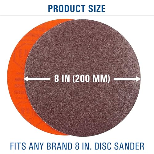 Starcke Premium 8 Inch Hook and Loop Aluminum Oxide Heavy Duty Sanding Discs |for Metal, Car Restoration, Wood, Composites, Paint, and Lacquer (10 Pack, 80 Grit)