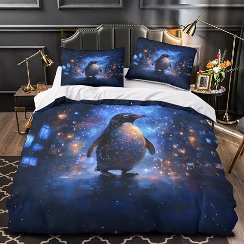 Parure de lit pingouin de l'espace 3D microfibre ultra douce