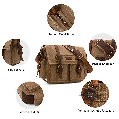 Kattee Leather Canvas Camera Bag