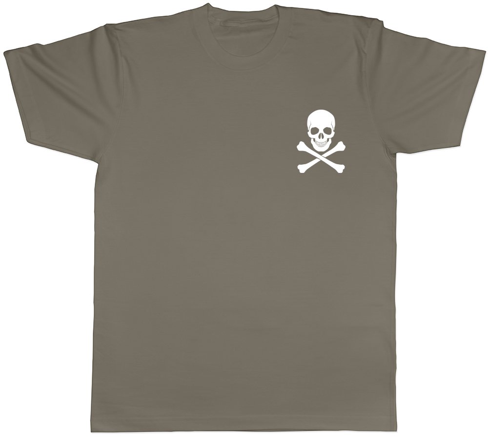 Shopagift Skull and Crossbones Pocket Design Gothic Unisex T-Shirt Grey