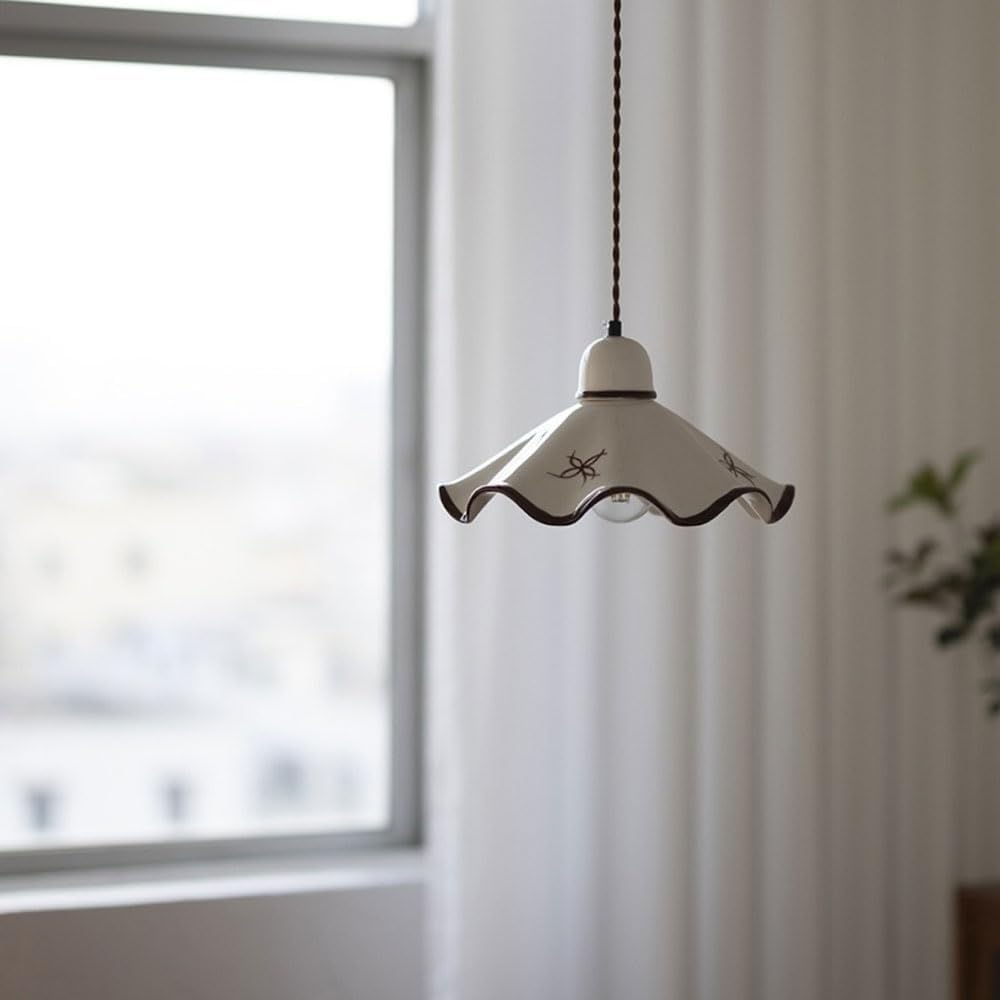 Ceramic Light, Nordic White E27 Hanging Lamp, 1-Light Lights Kitchen Island Lighting, Modern Suspension Lamps for Dining Table Bedroom Chaner(B) (A)/B