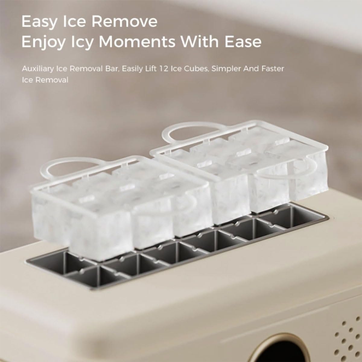 Mini máquina fabricar hielo coche,encimera,for acampar,coche,viajes | 12 cubos en 15-20 minutos,doble potencia,cubierta superior extraíble,caja hielo automática portátil(Purple,Home-use)