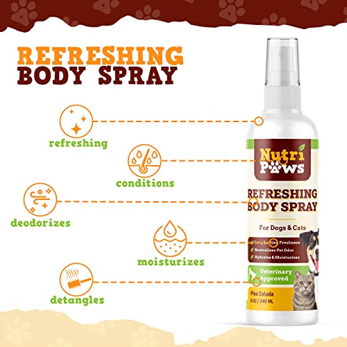 Nutripaws Dog Perfume Spray, 8Oz - Dog Deodorizer For Smelly Dogs - Dog Spray Deodorizer Perfume - Dog Cologne Spray Long Lasting After Bath - Dog Deodorizing Spray - Pet Cologne Spray For Dogs, Cats #TOP3