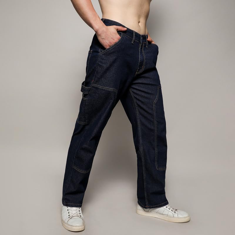Image of CAHOOT Men's Denim Jeans for Casual Wear | Medium-Wash | Regular Fit | 5 Pockets | Button Closure | Denim Jeans Crafted with Comfort Fit for Casual Wear