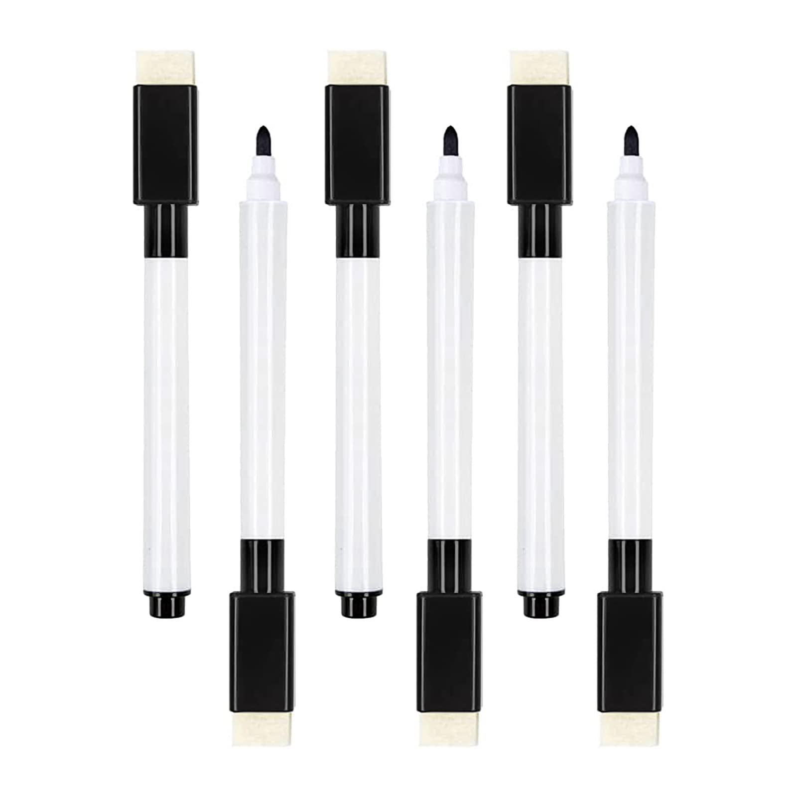 6pcs Mini marcadores magnéticos de borrado en seco de punta fina, pizarra blanca, bolígrafos de borrado en seco, con tapa de borrador para pizarra blanca, tablas de borrado en seco, hogar, (negro)