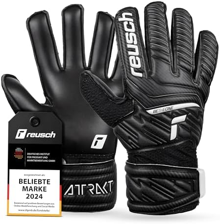 Reusch Attrakt Solid Junior - Guantes de Portero Unisex Con Costura Exterior Y Revestimiento Sólido, Adecuados Para Todas Las Superficies de Campo de Juego - Guantes de fútbol para niños Unisex adulto