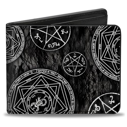Buckle-Down Herren PU Bifold – Supernatural Teufelsfalle, Pentagramme, Grau/Schwarz/Weiß, Geldbörse, Mehrfarbig, 4,0 x 3,5 US