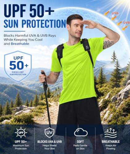 Image of 3 Pack Mens Swim Shirt Rash Guard Workout Shirts UPF 50+ Short Sleeve Fast Dry Sun Protection Lightweight Water Shirt