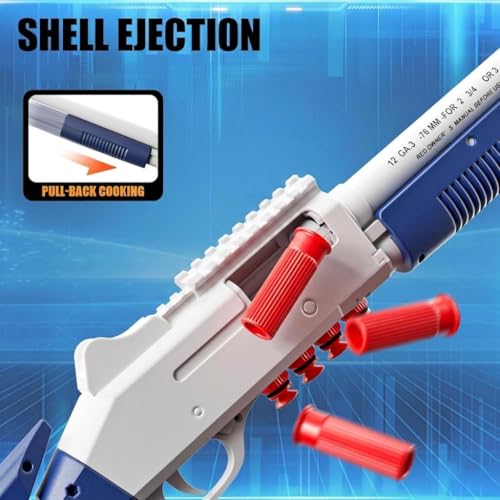 Image of Pampam Toys Shotgun Foam Blaster, Shell Ejecting Feature, with 60 Soft Darts, 16 Reloadable Shells, and Protective Goggles, for Kids and Adults