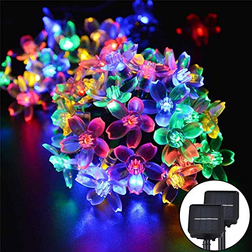 Boson Outdoor Solar Flower String Lights 2 Pk 50Led 30.6Ft 8 Modes Multicolor Fairy Cherry Blossom Sakura Waterproof Outdoor Decor Lights For Garden, Party, Wedding, Christmas Decor #TOP1