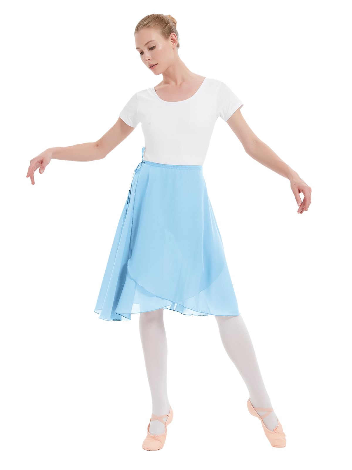 Falda de Ballet Danza para Mujer Gasa con Lazo Cintura Ajustable
