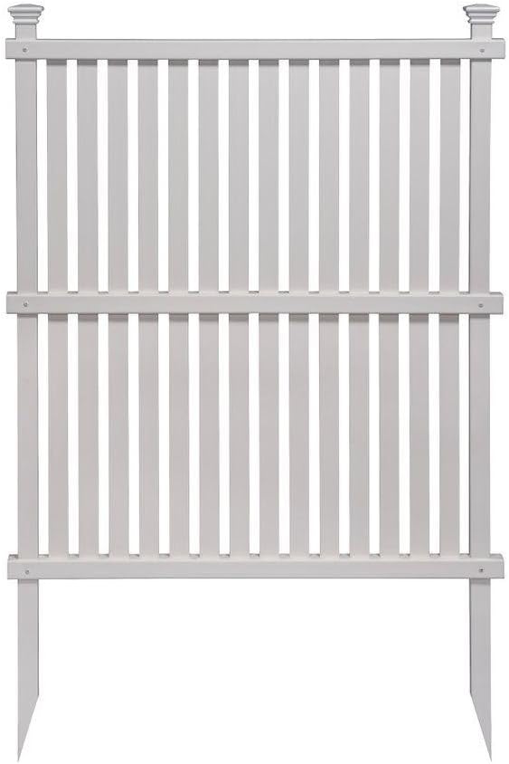 Zippity Outdoor Products Enclo Privacy Screens ZP19008 Wilmington Vinyl No Dig Privacy Fence Screen Kit, 36in W x 48in H, White, 2 Panels