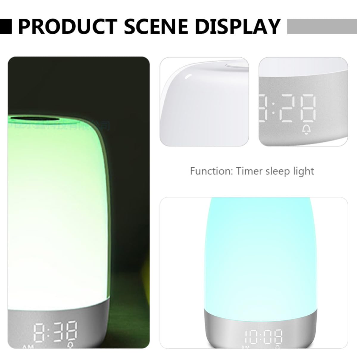 Veilleuse de Réveil LED à Minuterie, Lampe de Chevet Blanche