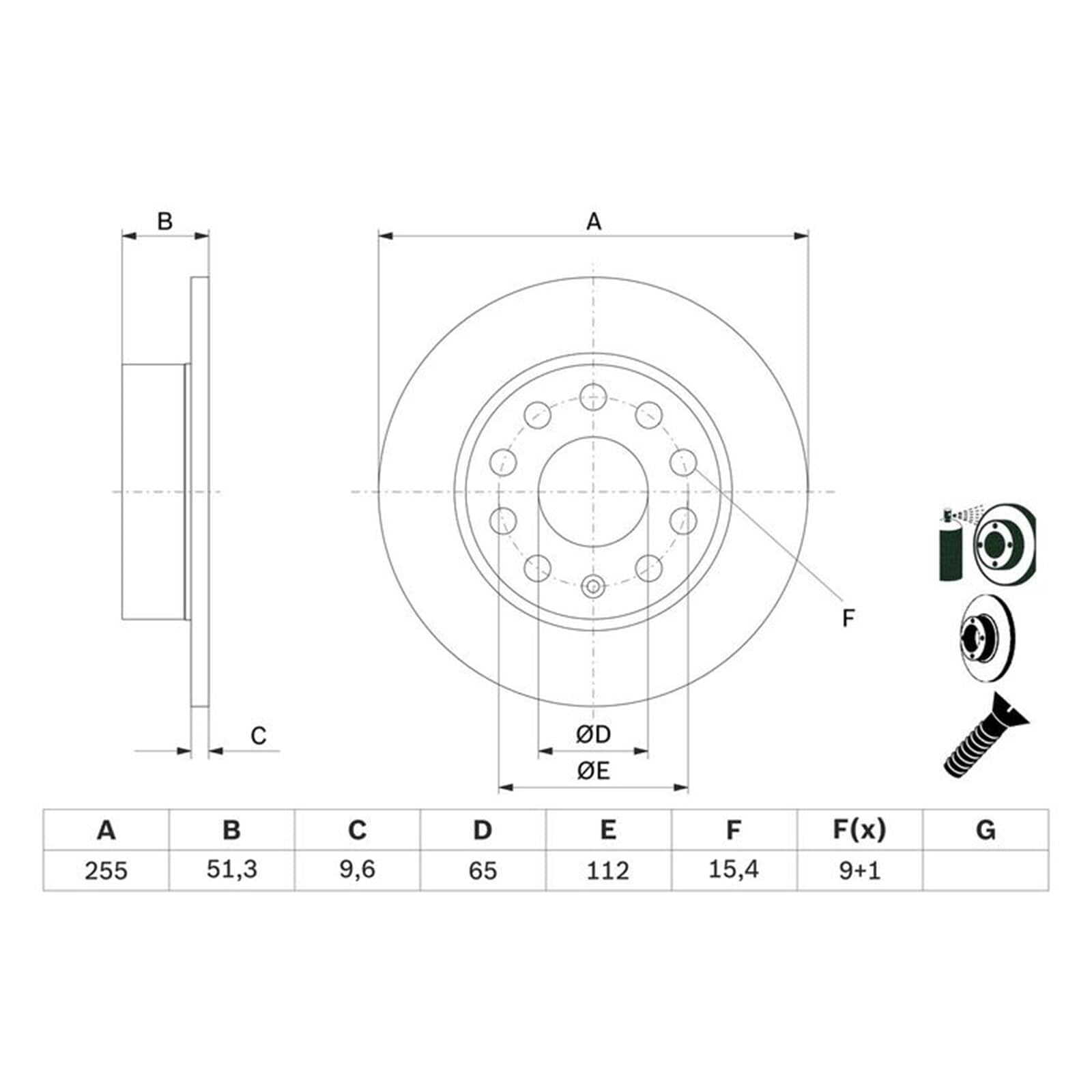 Bremsscheiben 253mm + Beläge hinten | 0986479099 + 0986494621 passend für Golf 5 6 A3 Leon Octavia