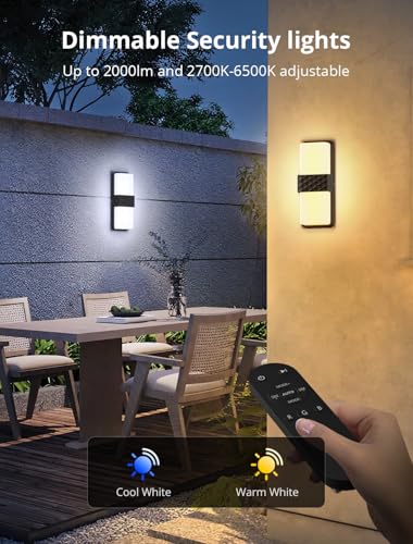 Image of Smart Outdoor Wall Light, RGBCW Porch Light, IP65 Waterproof 2Pack