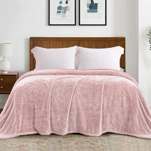 Image of Exclusivo Mezcla Plush Fuzzy Fleece Bed Blanket King Size, Super Soft, Fluffy and Warm Blankets for Couch, Bed, All Season (Mixed Pink, 90x104 inches)