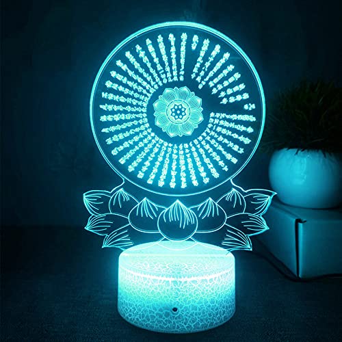 Lámpara de noche ilusión 3D Buda multicolor con USB miniatura 4