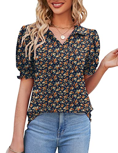 Blusa polo fresca en talla XX-Large Micoson, camisa para mujer con cuello en V de manga corta