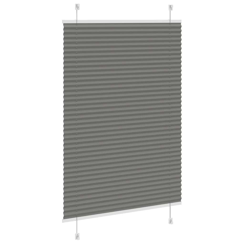 Store Plissé Anthracite 90x100 cm pour Fenêtre et Porte - Store Vénitien sans Perçage ou avec Vis en Polyester Durable - Rideau Tamisant pour Salon, Chambre et Bureau - Tissu 89,4 cm