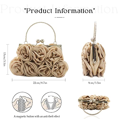JAMBHALA Women Evening Clutch Bag Satin Purses with Detachable Strap for Wedding, Party, Prom - Image 2