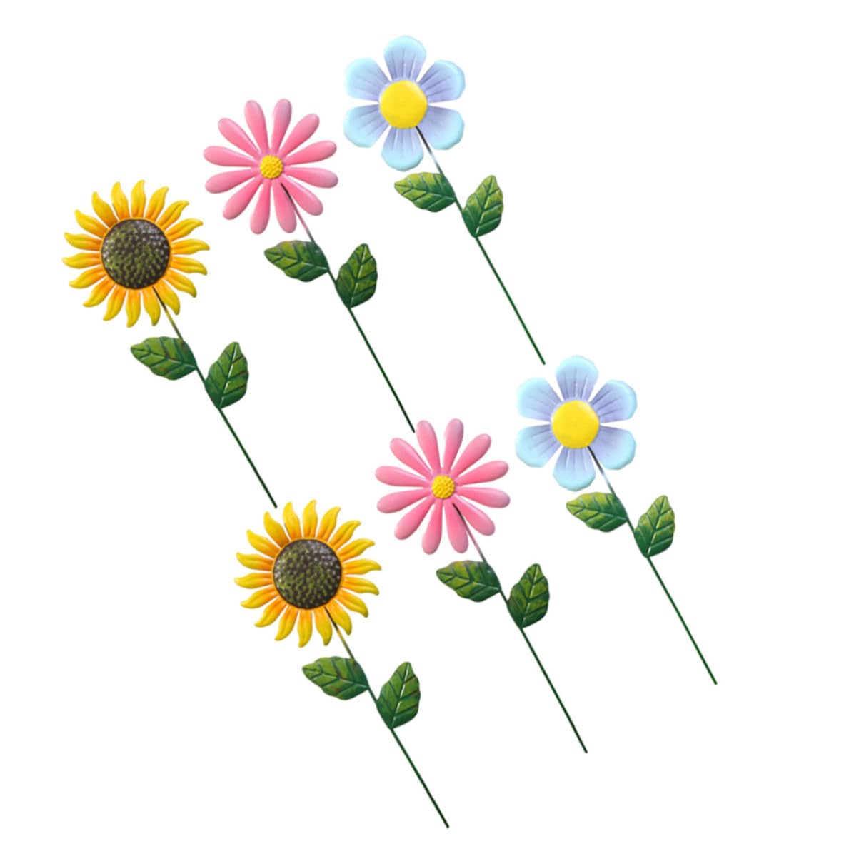 Estaca metálica para jardín de hierro resistente: decoración elegante de girasoles