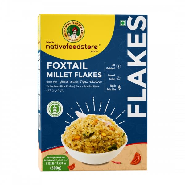NativeFoodStore Foxtail Millet Flaskes-500g,(Kangni/Kakum,Korra,Thinai,Navane,Thina) Flakes for Breakfast, Gluten free, Cereal Alternative (B08QH36W47) Amazon Price History, Amazon Price Tracker