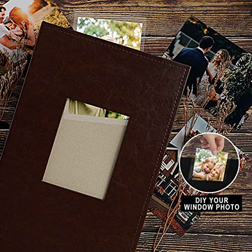 Image of Ywlake Photo Album 4x6 300 Pockets, Leather Photo Albums Holds 300 Horizontal Only Pictures Brown