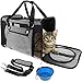 Anykuu Transportín Gato Perro, Bolsa de Transporte Plegable Portátil y Transpirable, Transportin para Mascotas, 47 * 27 * 28CM, Bolso de Viaje Impermeable con Cuenco Plegable, Resistente a Rayones