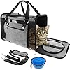 Anykuu Faltbare Hundetragetasche Katzentragetasche Atmungsaktive Transporttasche Katzen(47*27*28cm) mit Verstellbarem Schultergurt Stoff Oxford mit Fleece Matte für Transport mit Flugzeug
