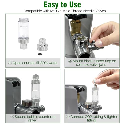 Image of LINLAN CO2 Bubble Counter with Check Valve, Thread Connection