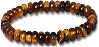 TreasureBay Handmade Womens Mens 8mm Beaded Gemstone Bracelet | Stress and Anxiety Power Beads Healing Crystal Gemstone Bracelet – Gift box (Tiger's Eye)