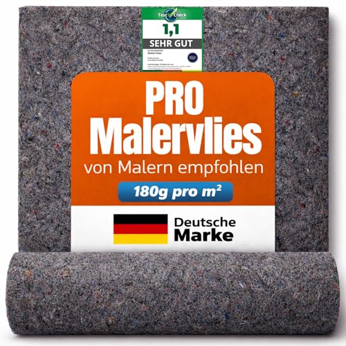 STAHLMANN® Malervlies [1 x 50 m] – Abdeckvlies & Abdeckfolie [180g pro qm2] für Malerarbeiten – rutschfest & saugstark – Bodenabdeckung für Renovierung, Umzug - Malerrolle (1)