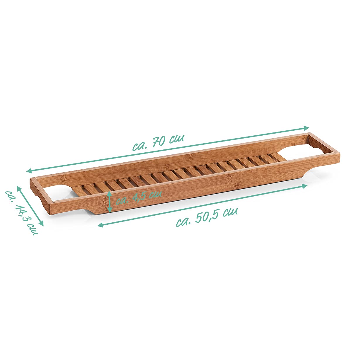 Zeller 13605 – Bandeja de baño, Madera, Natural, 70 x 14.3 x 4.5 cm