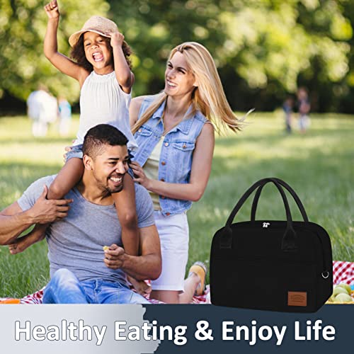 Aosbos Lunch Bag Women Loncheras Para Mujer Insulated Cooler Bag Thermal Lunch Tote Lunch Boxes Reusable Meal Prep Containers Bag For Work Picnic, Black #TOP6