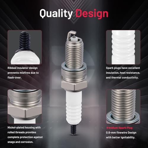 Image of BDFHYK 4929 Iridium Spark Plugs Compatible with Kawasaki Compatible with Triumph for Yamaha for Honda for Suzuki Universal Motorcycle Spark Plugs Replacement for DPR8EA9 Set of 4