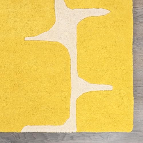 Image of Restoration and Renovation Modern Wool Area Rug - Contemporary Abstract Geometric Design, Thick & Soft Hand-Tufted Carpet - Ideal for Indoor Decor in Living Room, Bedroom (Honey, 8' x 10')