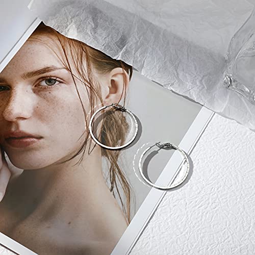 Emibele Hoop Earrings, Stainless Steel Large Hoop Earrings For Women (Diameter 45Mm), Fashion Jewelry Accessories - Silver #TOP5