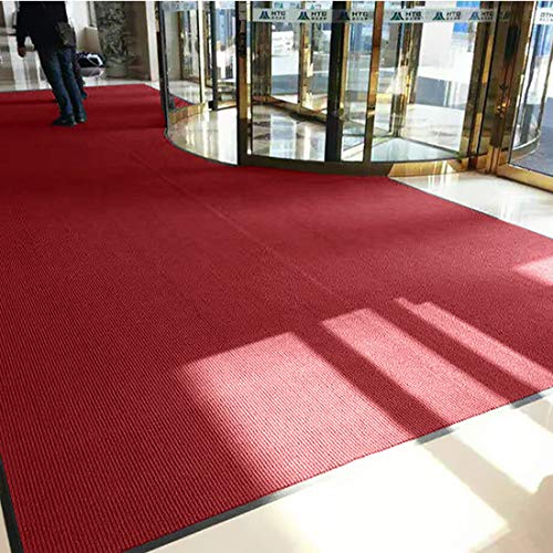 Tapis d'entrée robuste grattant avec semelle antidérapante bordeaux