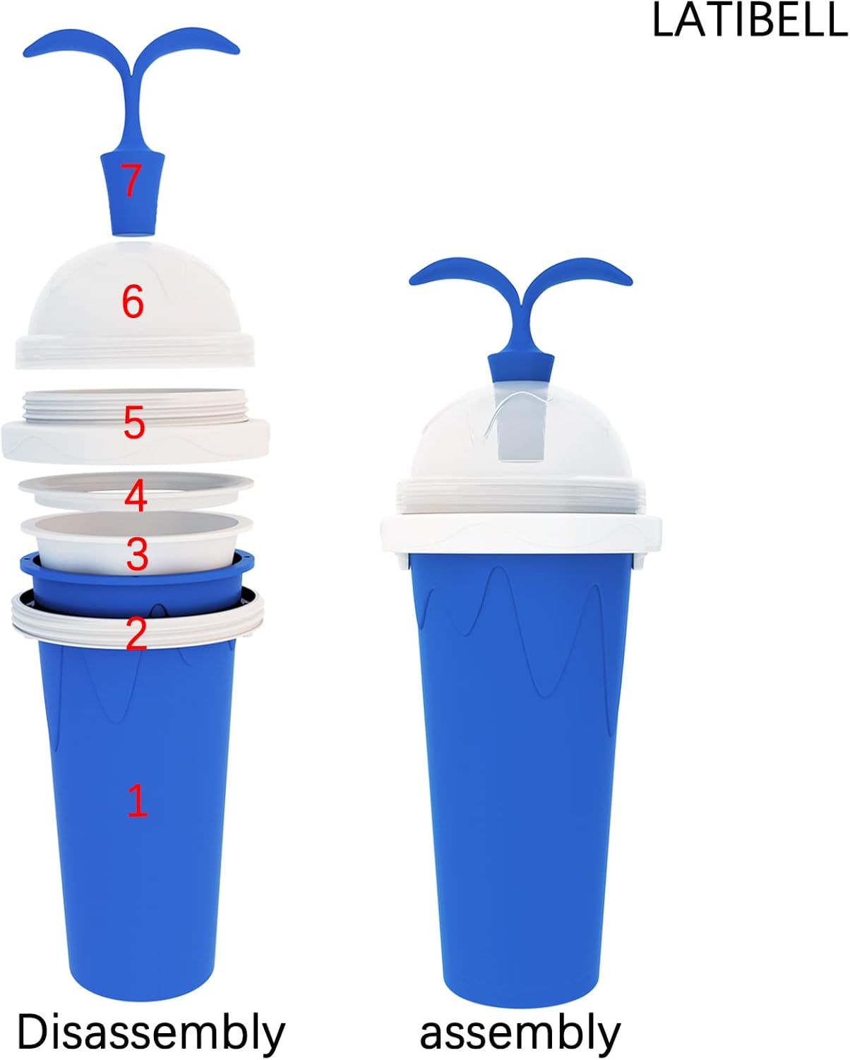 Chеареѕt 🛒 LATIBELL Slushy Maker Cup Travel Slushie Cup Portable Slushie Maker Frozen Magic Cup Double Layer Silica Cup Pinch Cup Summer Cooler Smoothie Silicon Cup Mini Ice Cream Maker for Children' & Adult