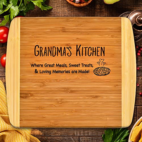 Grandma Gift - Engraved 2-Tone Bamboo Cutting Board - 2-Sided Kitchen Design One Side For Decor Reverse Side For Usage Grandma Birthday Mothers Day Christmas Gift Grandmother (11 1/2 X 13 1/2) #TOP2