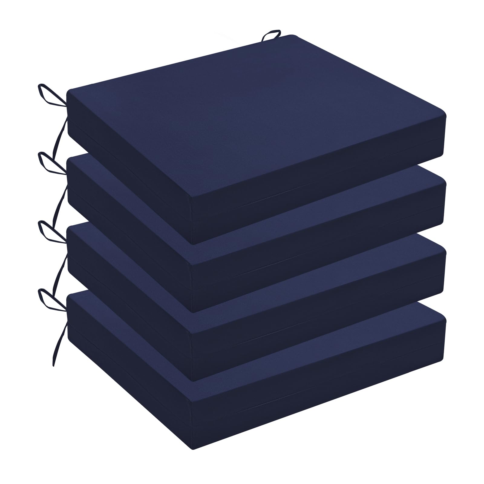 wellsin outdoor chair cushions for patio furniture - outdoor cushions for chairs - water resistant patio chair cushions set of 4, 18.5"x16"x3", navy