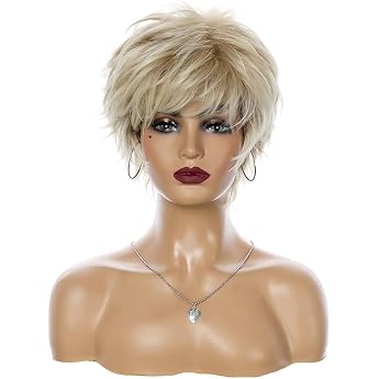 Women's Natural Short Curly Wig Women Short Hair Wig Layered Fluffy Short Wig Synthetic Heat Resistant Synthetic Hair Daily Use Party Carnival Blonde