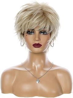 Women's Natural Short Curly Wig Women Short Hair Wig Layered Fluffy Short Wig Synth…