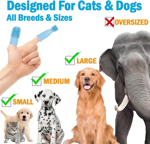 Bileumec 360° Brosses à Doigts pour Chien et Chat en Silicone Souple pour Animaux de compagnie Nettoyage de Dents Lot de 4 - Image 5