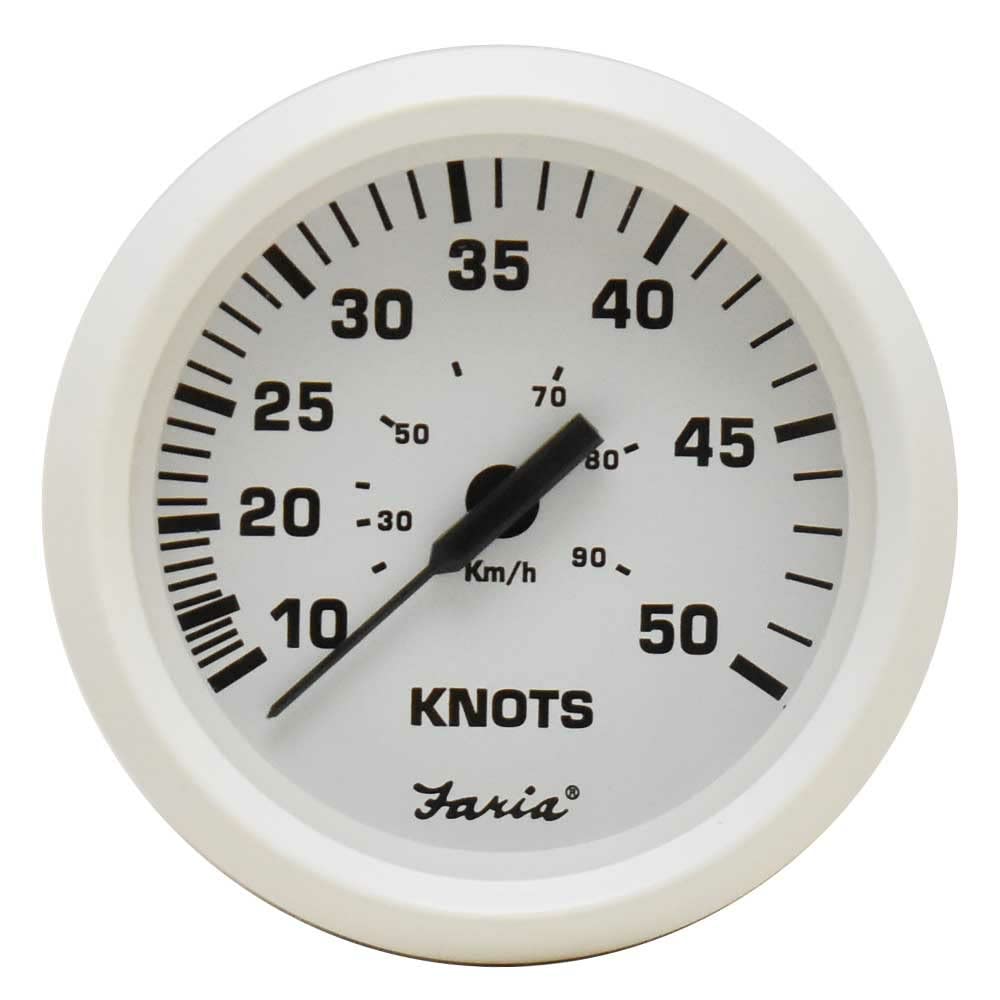 Faria Boat Speedometer Gauge SE709D | 50 Knots 3 3/8 Inch Dress White
