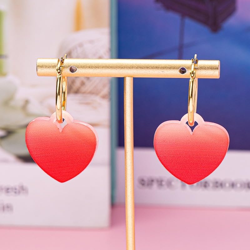 Valentine Earrings Unique Minimalist Love Heart Leverback Earrings Chic Peach Heart Gold Acrylic Dangle Drop Earrings For Women - Image 4