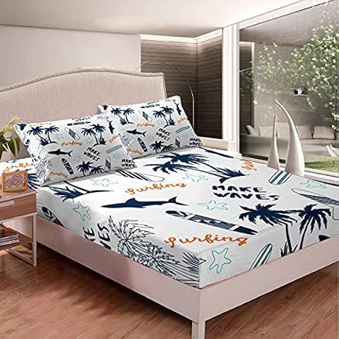 Loussiesd Juego de sábanas de palmera para tabla de surf Cover